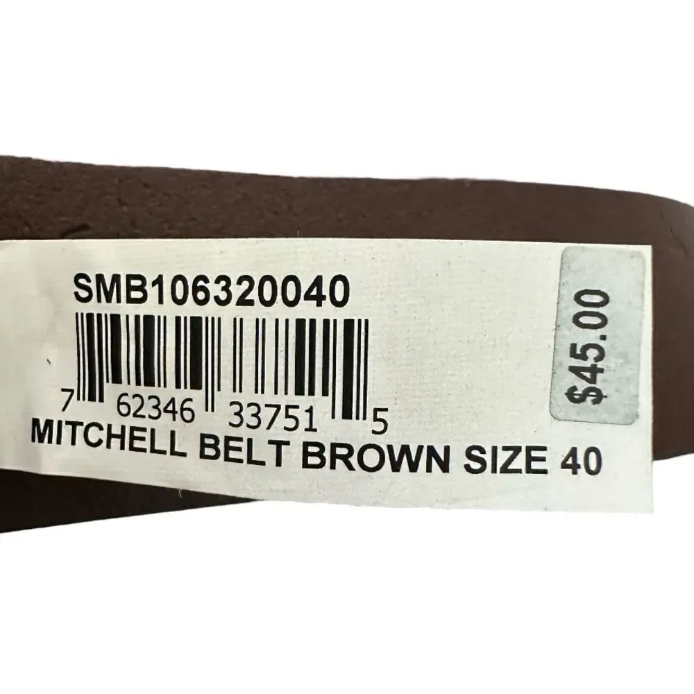 Fossil Mitchell Men's Brown Leather Belt - Size 40 - NWT 1-1/8” Width